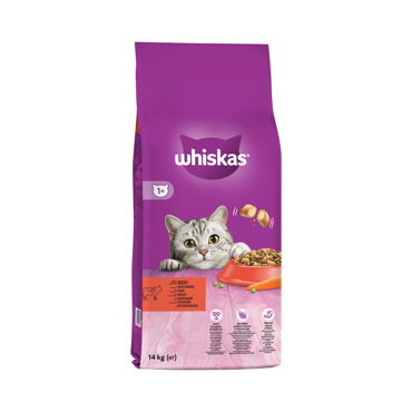 WHISKAS ΞΗΡΑ ΤΡΟΦΗ ΓΑΤΑΣ ΜΕ ΜΟΣΧΑΡΙ 14kg