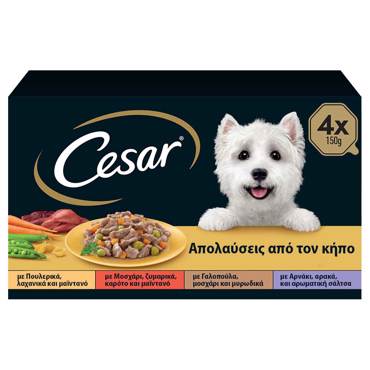 Cesar Πολυσυσκευασία Με Κεσεδάκια Σκύλου Με Γαλοπούλα/Κοτόπουλο/Μοσχάρι/Αρνί 4x150G