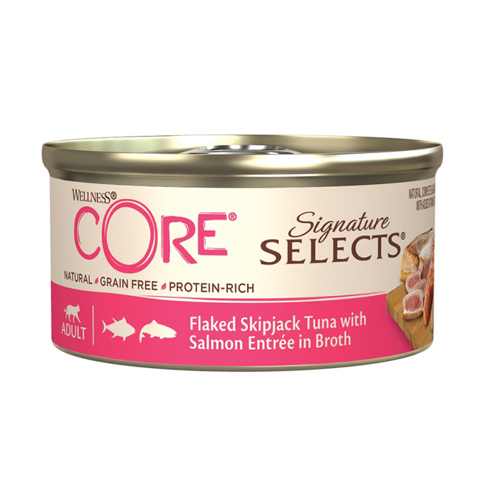 WELLNESS CORE KONSERBA GTAS FLAKED TUNA &SALMON BROTH 79g