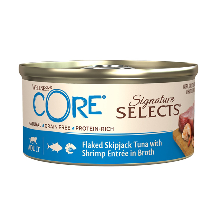 WELLNESS CORE KONSERBA GTAS FLAKED TUNA &SHRIMPS BROTH 79g