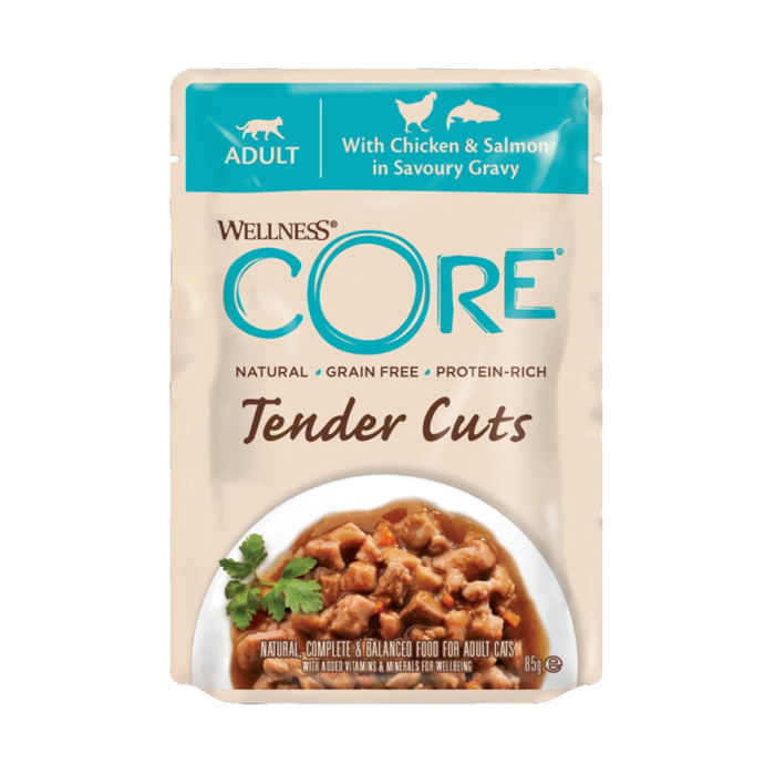 WELLNESS CORE FAKELAKI GTAS TENDER FILLETS CHICKEN & SALMON 85g