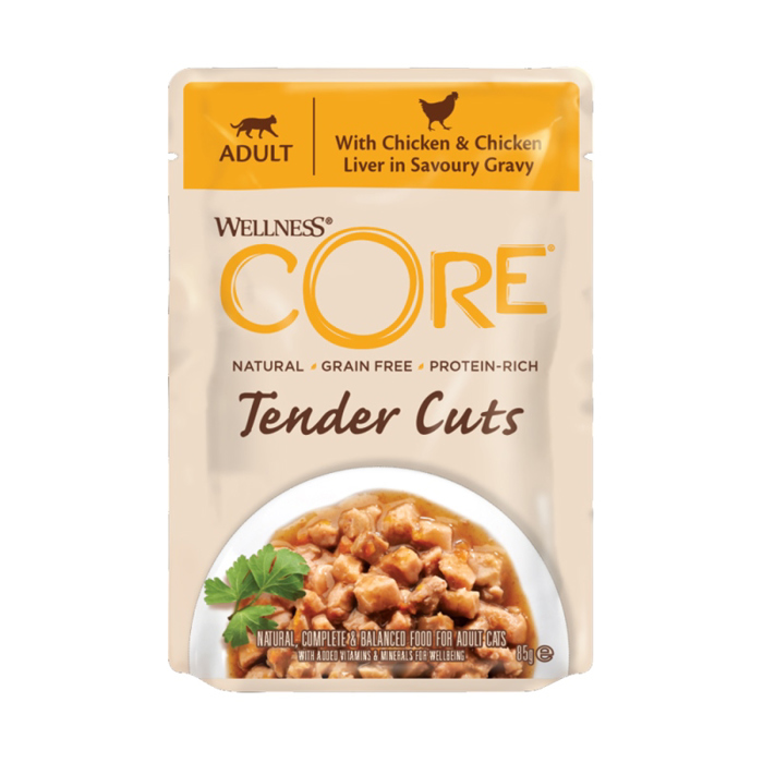 WELLNESS CORE FAKELAKI GTAS TENDER FILLETS CHICKEN & LIVER 85gr