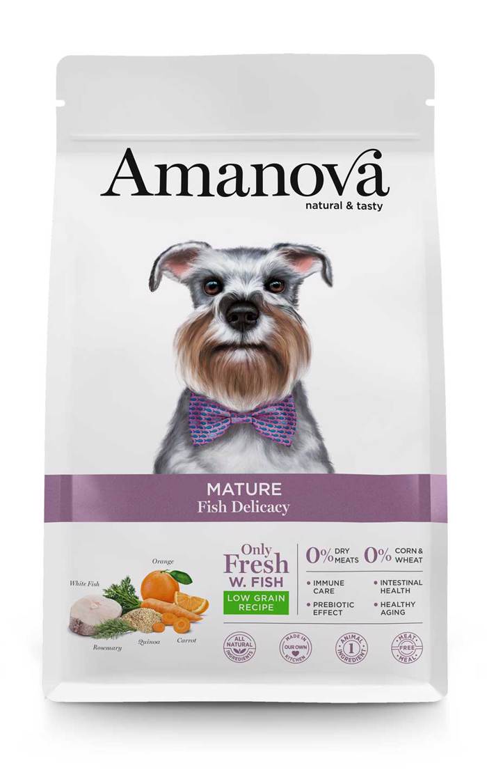 Amanova Adult Mature Fish Delicacy Low Grain Xira Trofi ga Ilikiomenous Skulous me Psaria 2kg
