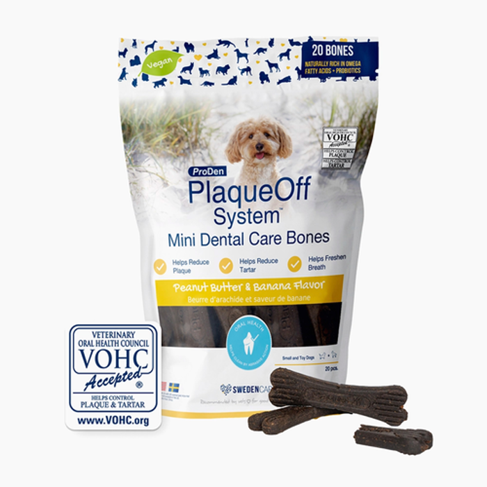 PlaqueOff Mini Dental Care Bones – Odontika Snak Skulou Fustikobouturo & Banana 20tmx