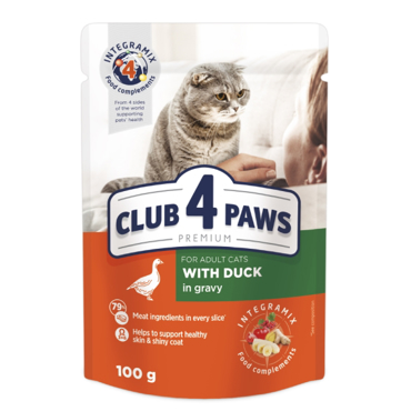 CLUB4PAWS Υγρή Τροφή Γάτας Adult με Πάπια σε Σάλτσα 100gr