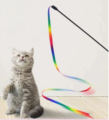 Παιχνίδι Γάτας Cat Teaser με Πολύχρωμη Σατέν Κορδέλα