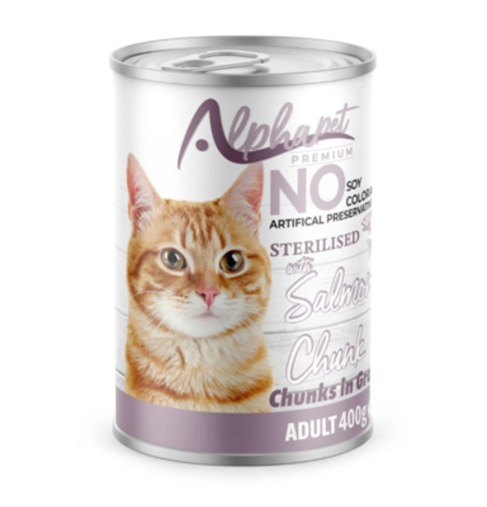 Alphapet Premium Adult Konserba Gtas me Solomo se Kommatakia 400g