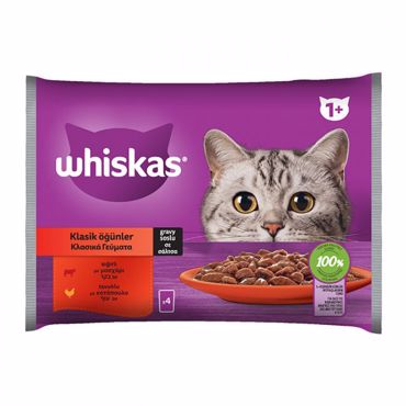 WHISKAS ΠΟΛΥΣΥ/ΣΙΑ ΓΕΥΜΑ ΜΟΣΧΑΡΙ &ΚΟΤΟΠΟΥΛΟ ΣΕ ΣΑΛΤΣΑ 4x85G