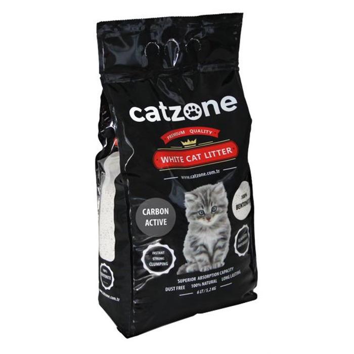 Catzone White Cat Litter Ammos Gtas Active Carbon Clumping 10kg	