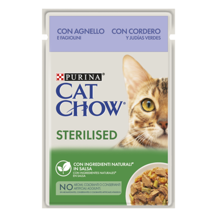 CAT CHOW FAKELAKI ADULT CAT CHOW STERILISED  Arni& Prasina Fasolakia se  Saltsa 85g  