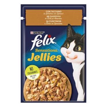 FELIX ΦΑΚΕΛΑΚΙ ΓΑΤΑΣ SENSATIONS JELLIES ΜΕ ΓΑΛΟΠΟΥΛΑ & ΣΠΑΝΑΚΙ 85G