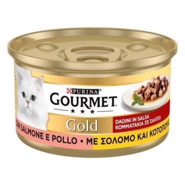 Gourmet Gold Κομματάκια Σε Σάλτσα Με Σολομό & Κοτόπουλο 85G
