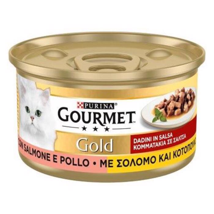 Gourmet Gold Kommatakia Se Saltsa Me Solomo & Kotopoulo 85G