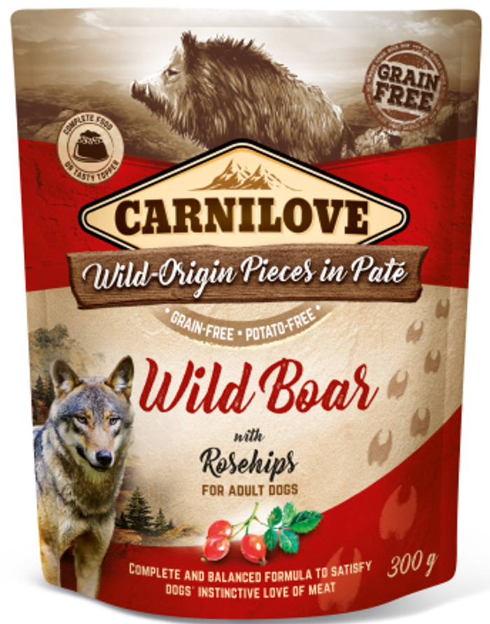 Carnilove® Dog Pouches Wild Boar with Rosehips 300gr