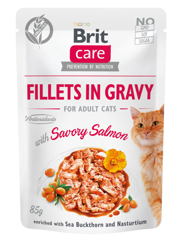 Brit Care® Cat Pouches Fillets In Gravy Salmon 85gr