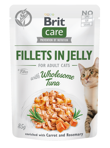 Brit Care® Cat Pouches Fillets In Jelly Tuna with Carrot & Rosemary 85gr