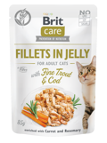 Brit Care® Cat Pouches Fillets In Jelly Fine Trout & Cod with Carrot & Rosemary 85gr