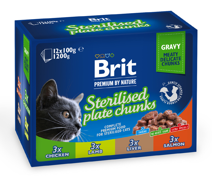 Brit Premium By Nature® Cat Pouches Family Sterilised 12x100gr