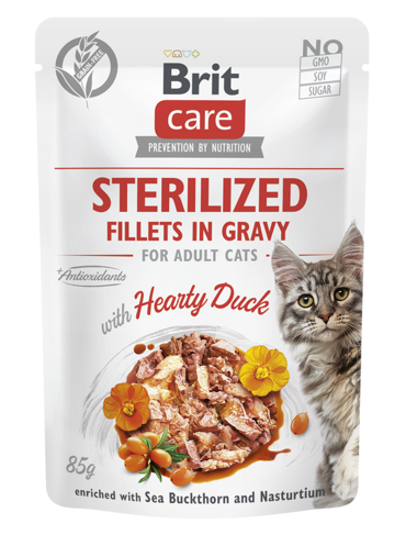 Brit Care® Cat Pouches Fillets In Gravy Sterilised Duck 85gr