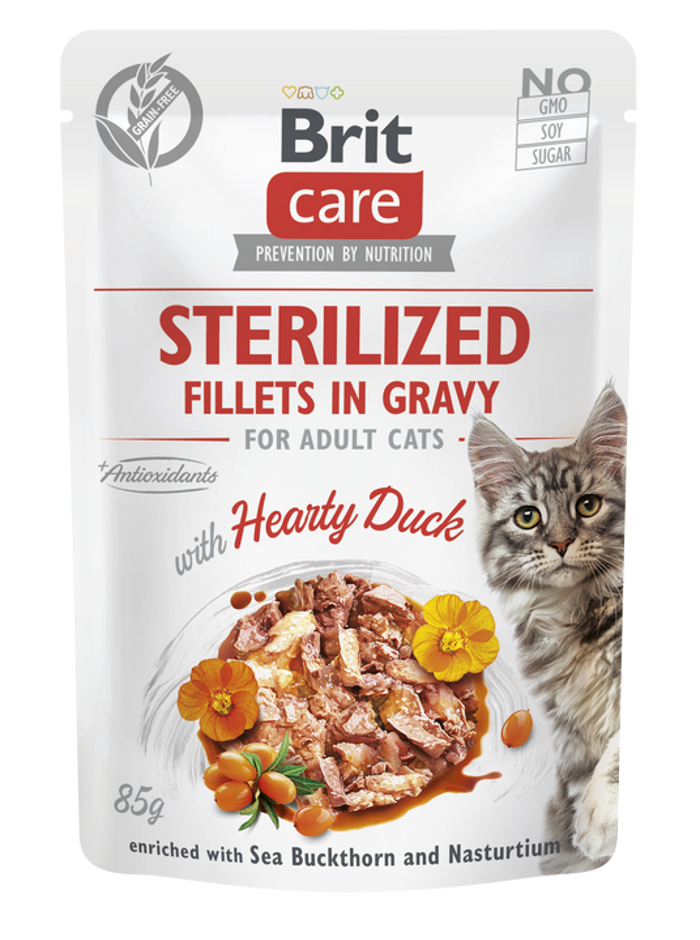 Brit Care® Cat Pouches Fillets In Gravy Sterilised Duck 85gr