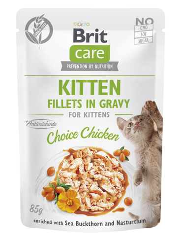 Brit Care® Cat Pouches Fillets In Gravy Kitten Chicken 85gr