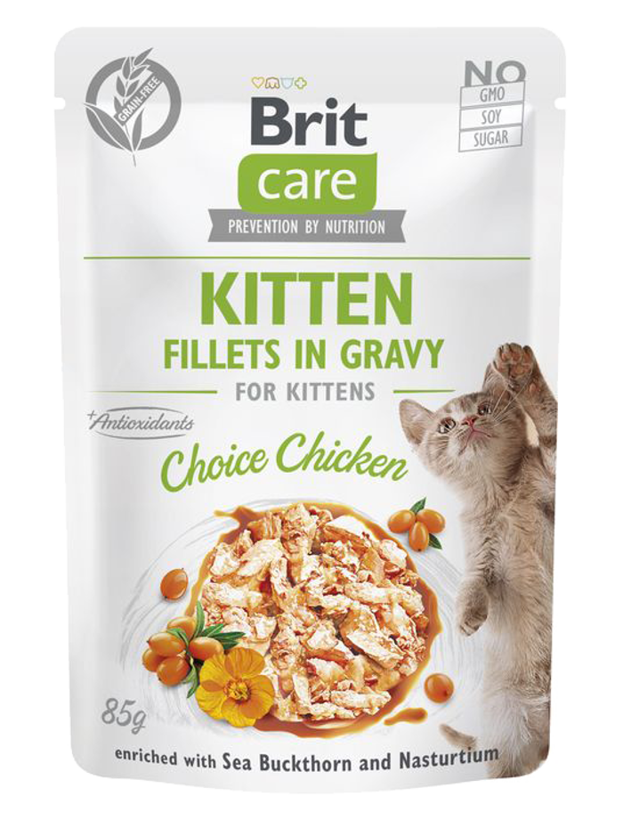 Brit Care® Cat Pouches Fillets In Gravy Kitten Chicken 85gr