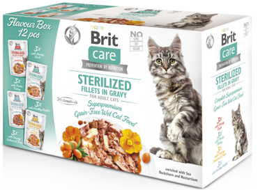 Brit Care® Cat Pouches Fillets In Gravy Sterilised Flavour Box 12x85gr