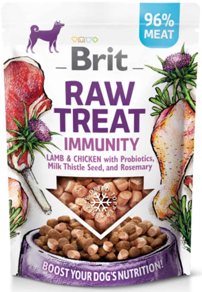 Brit Raw Treat® Immunity Lamb & Chicken with Pobiotics. Milk Thistle Seed & Rosemary 40gr