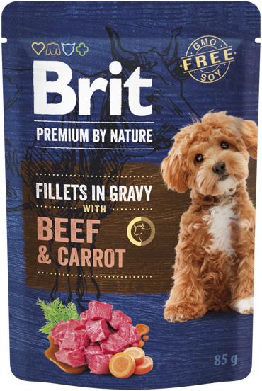Brit Premium By Nature® Dog Pouches Fillets in Gravy Beef & Carrot 85gr