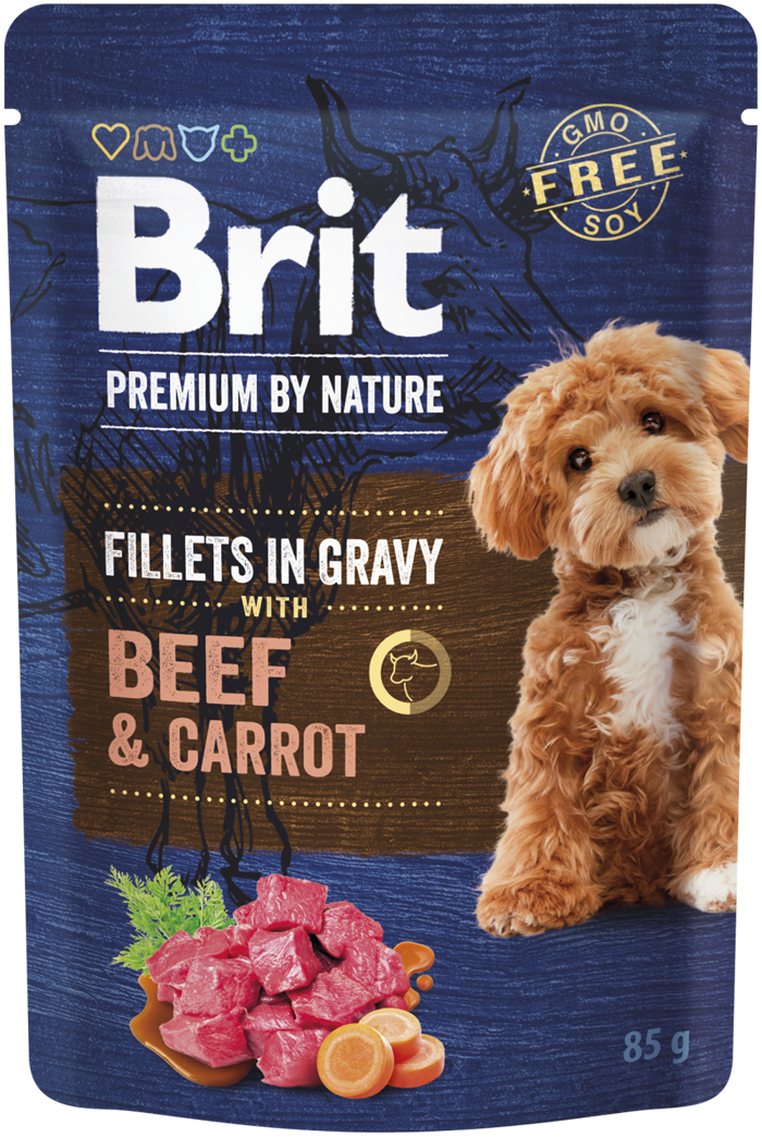 Brit Premium By Nature® Dog Pouches Fillets in Gravy Beef & Carrot 85gr
