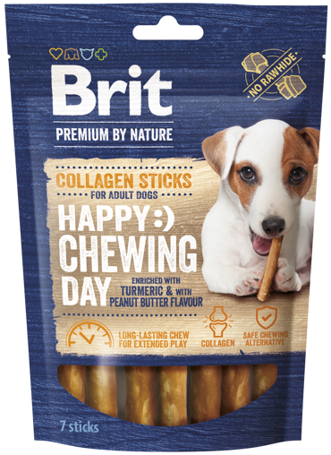 Brit Premium By Nature® Dog Collagen Sticks Happy Chewing Day with Tumeric & Peanut Butter 50gr 7τμχ