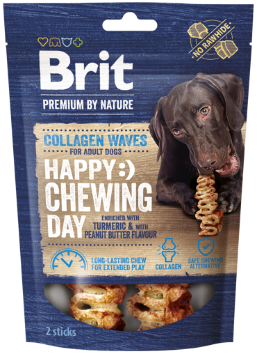 Brit Premium By Nature® Dog Collagen Waves Happy Chewing Day with Tumeric & Peanut Butter 45gr 2τμχ