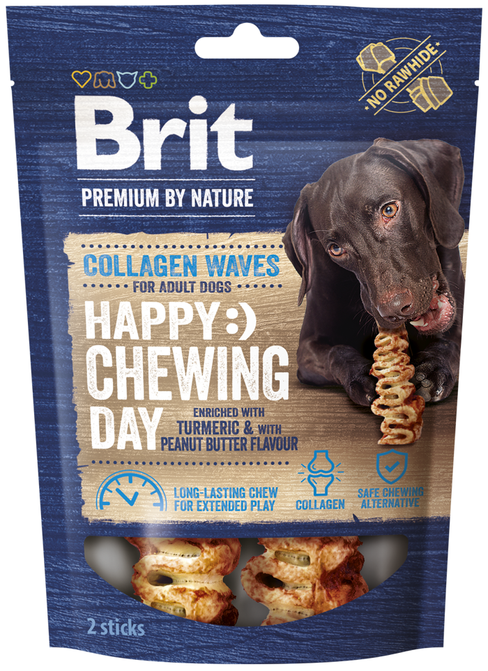Brit Premium By Nature® Dog Collagen Waves Happy Chewing Day with Tumeric & Peanut Butter 45gr 2tmx