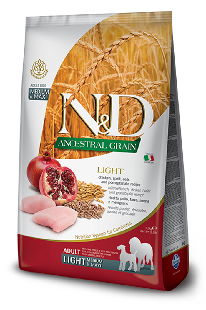 N&D ANCESTRAL CHICKEN&POMEGR LIGHT MED/MAX 2.5KG XIRA TROFI SKuLOu