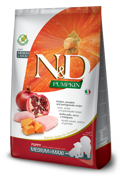 N&D Pumpkin Chicken Puppy MED/MAX  Xira Trofi ga Koutabia me Kotopoulo kai Kolokutha 12kg