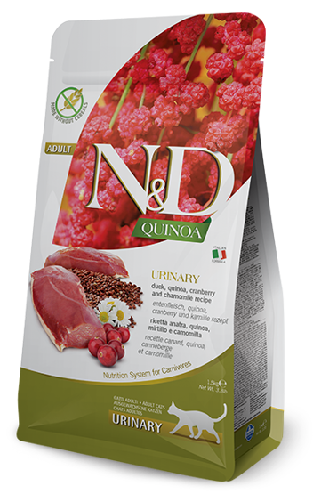 Farmina N&D Grain Free Quinoa Urinary Ξηρά Τροφή Χωρίς Σιτηρά για Ενήλικες Γάτες με Ευαίσθητο Ουροποιητικό με Πάπια 1,5Kg