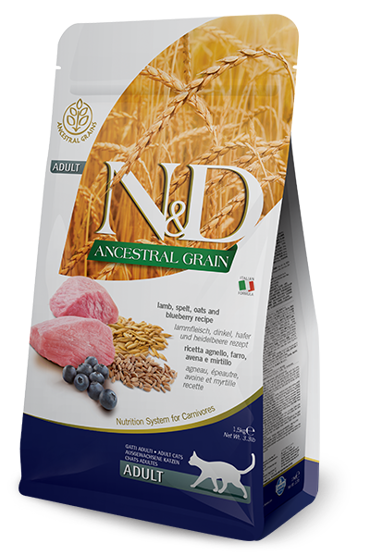 Farmina N&D Ancestral Grain Blueberry Adult Ξηρά Τροφή για Ενήλικες Γάτες με Αρνί 300gr