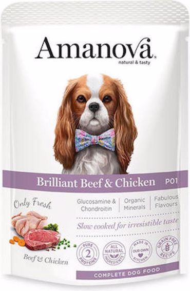 AMANOVA ΦΑΚΕΛΑΚΙΑ ΣΚΥΛΟΥ BRILLIANT BEEF & CHICKEN GF P01 100G