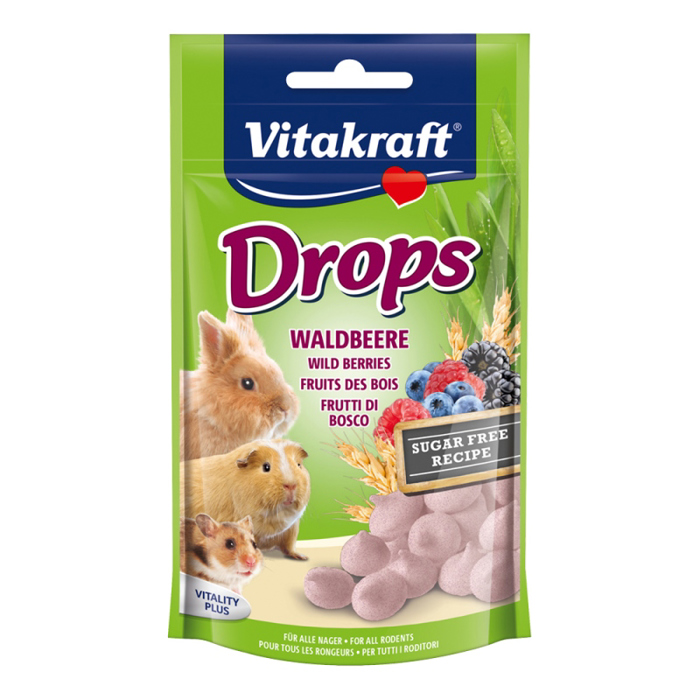 Vitakraft Wildberry Drops  Lixoudia ga Kouneli, Xamster kai Indiko Xoiridio me Frouta 75gr