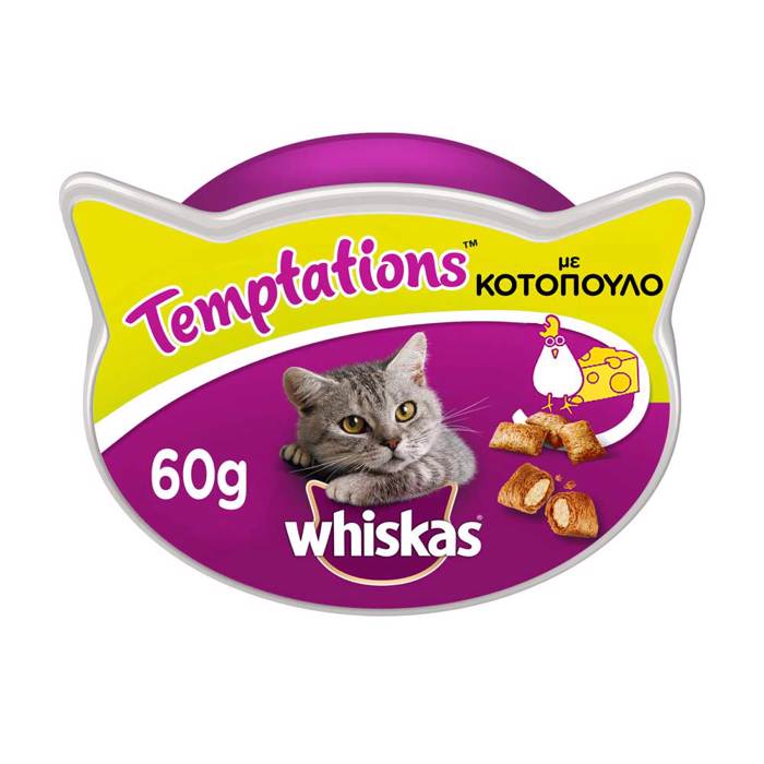 WHISKAS TEMPTATION CHICKEN & CHEESE 60gr