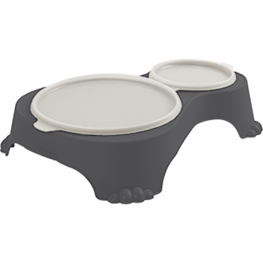 Sally Διπλό Μπολ με Καπάκι 1L και 280ml Γκρί