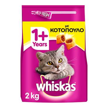 WHISKAS ΞΗΡΑ ΤΡΟΦΗ ΓΑΤΑΣ ME ΚΟΤΟΠΟΥΛΟ 1.9KG