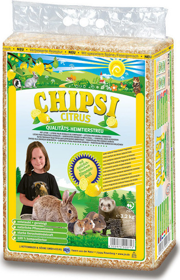 Chipsi Citrus Υπόστρωμα με Φυτικές Ίνες Ξύλου & Άρωμα Λεμόνι  3.2kg
