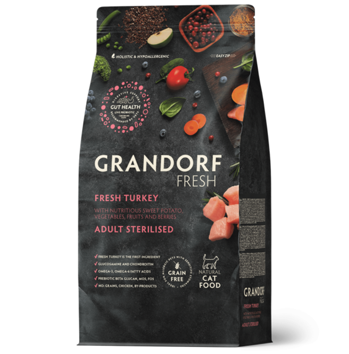 Grandorf Fresh Adult Sterilised Xira Trofi Gtas me Freskia Glopoula kai Gukopatata 2kg