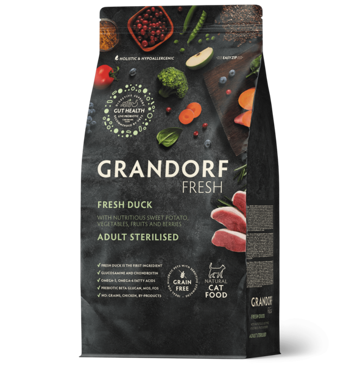 Grandorf Fresh Adult Sterilised Ξηρά Τροφή Γάτας με Φρέσκια Πάπια και Γλυκοπατάτα 2kg