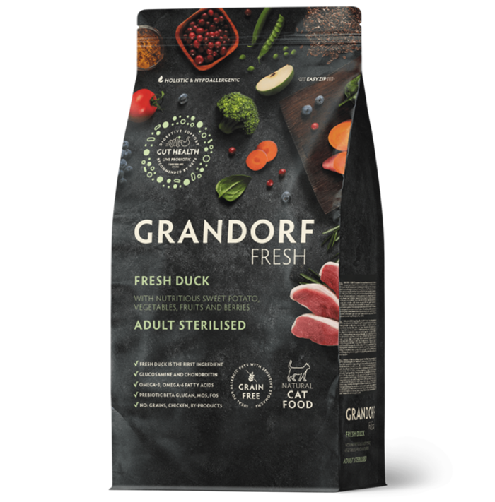 Grandorf Fresh Adult Sterilised Xira Trofi Gtas me Freskia Papia kai Gukopatata 2kg