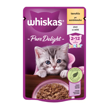 Whiskas Junior Ζελέ Κοτόπουλο Υγρή Τροφή για Γατάκια 85g